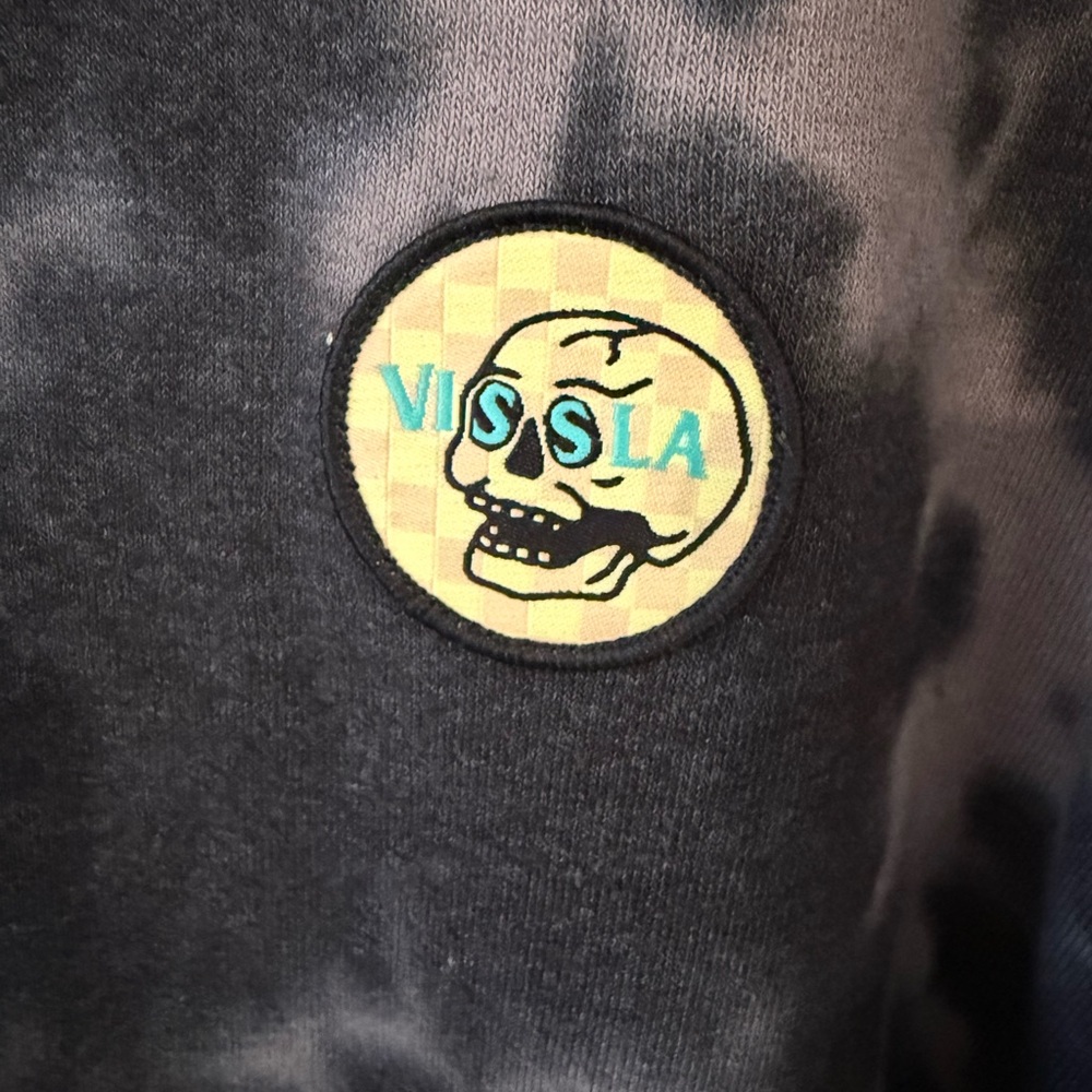 Vissla Solid Sets Eco Crewneck Sweatshirt Tie Dye Black Gray Mens XL - Picture 5 of 5